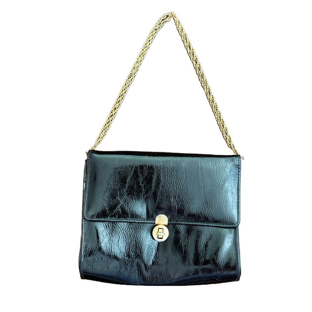 Vintage Bobbie Jerome Black Patent Bag with Gold Chain Strap